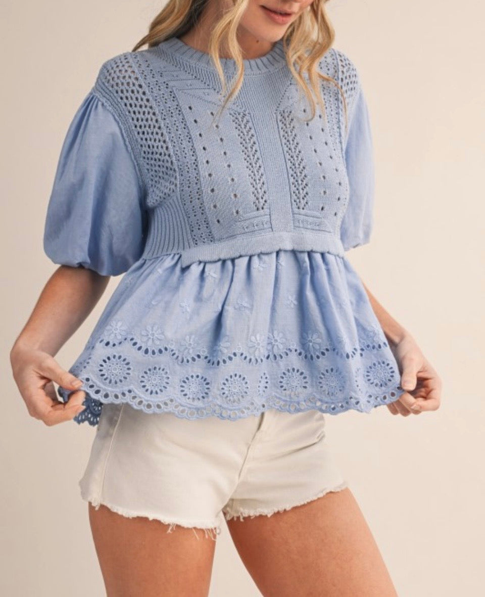 Bubble Sleeve Sweater Top