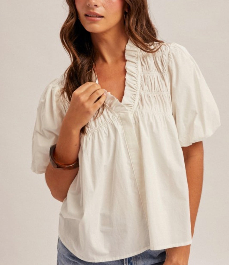 RUFFLE-TRIM BLOUSE