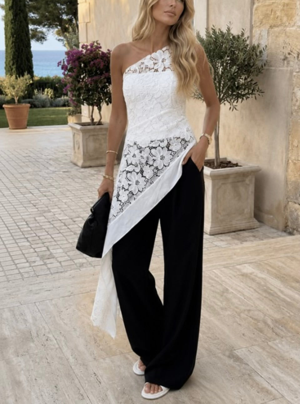 LACE ASYMMETRICAL TOP
