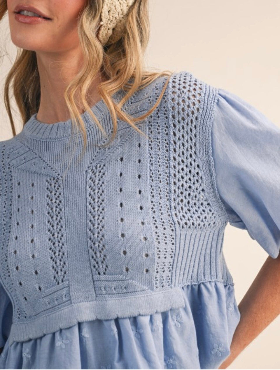 Bubble Sleeve Sweater Top
