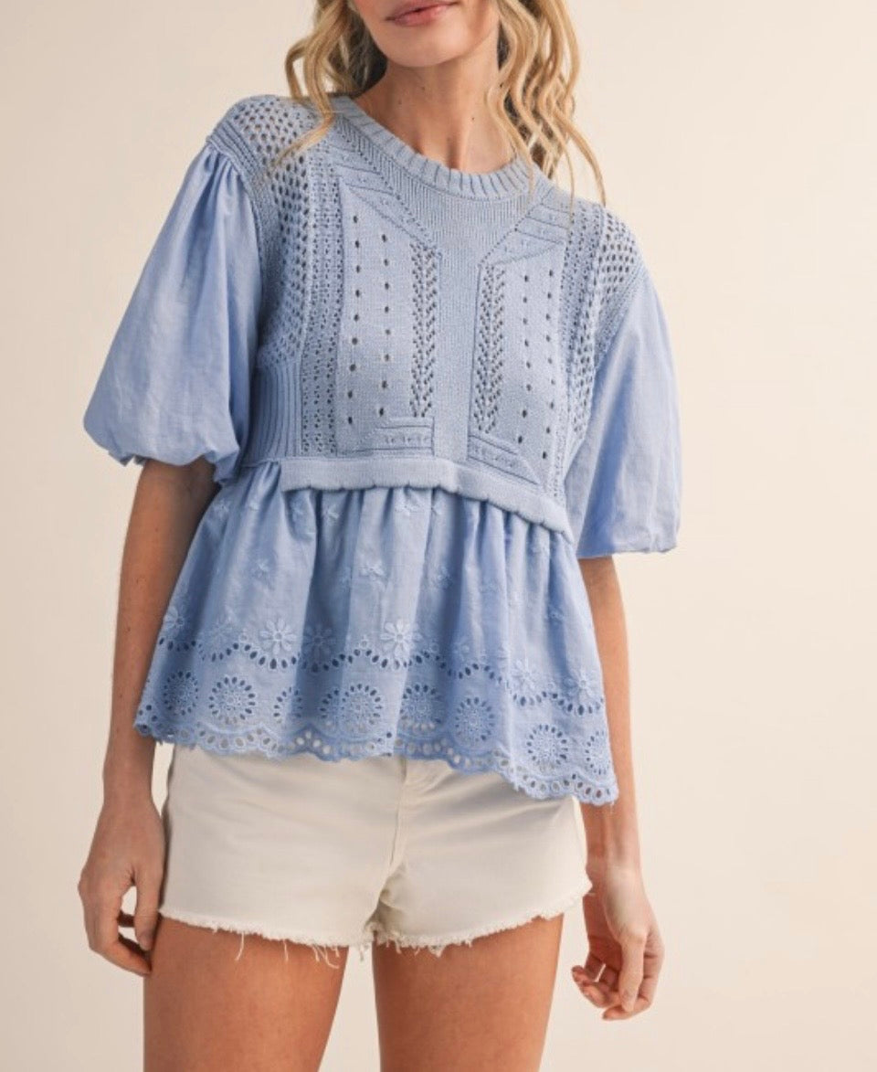Bubble Sleeve Sweater Top