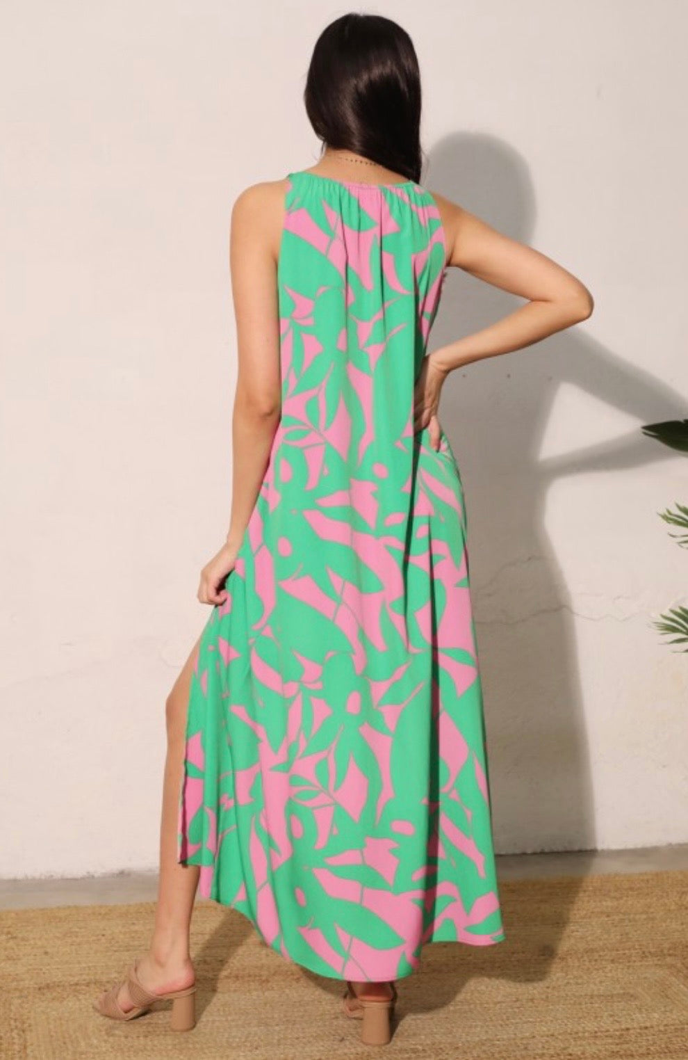 Bold Tropical High Neck Maxi