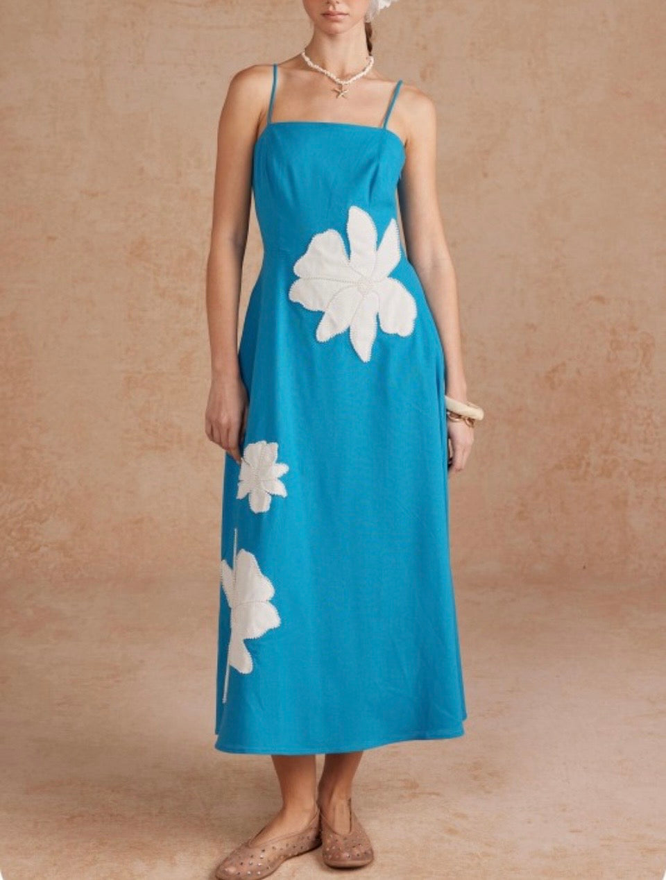 Floral Pearl Midi Dress