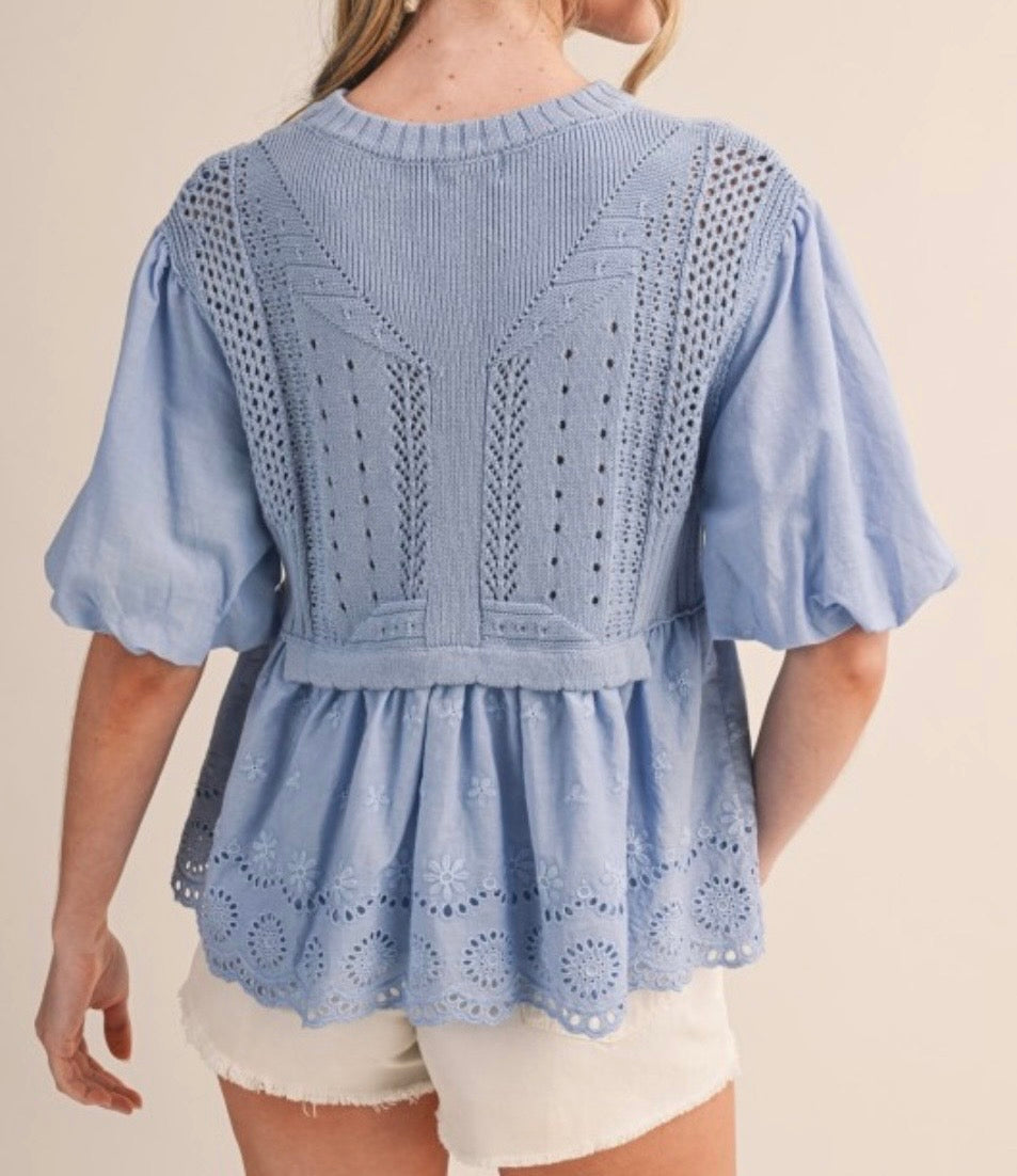 Bubble Sleeve Sweater Top