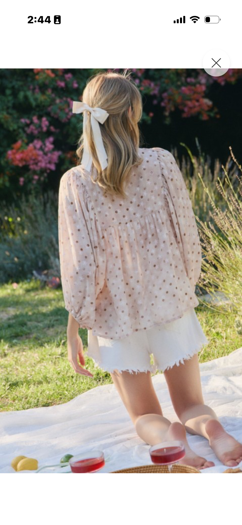Dotted Tie-Front Blouse
