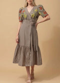 Floral Embroidery Mid Dress