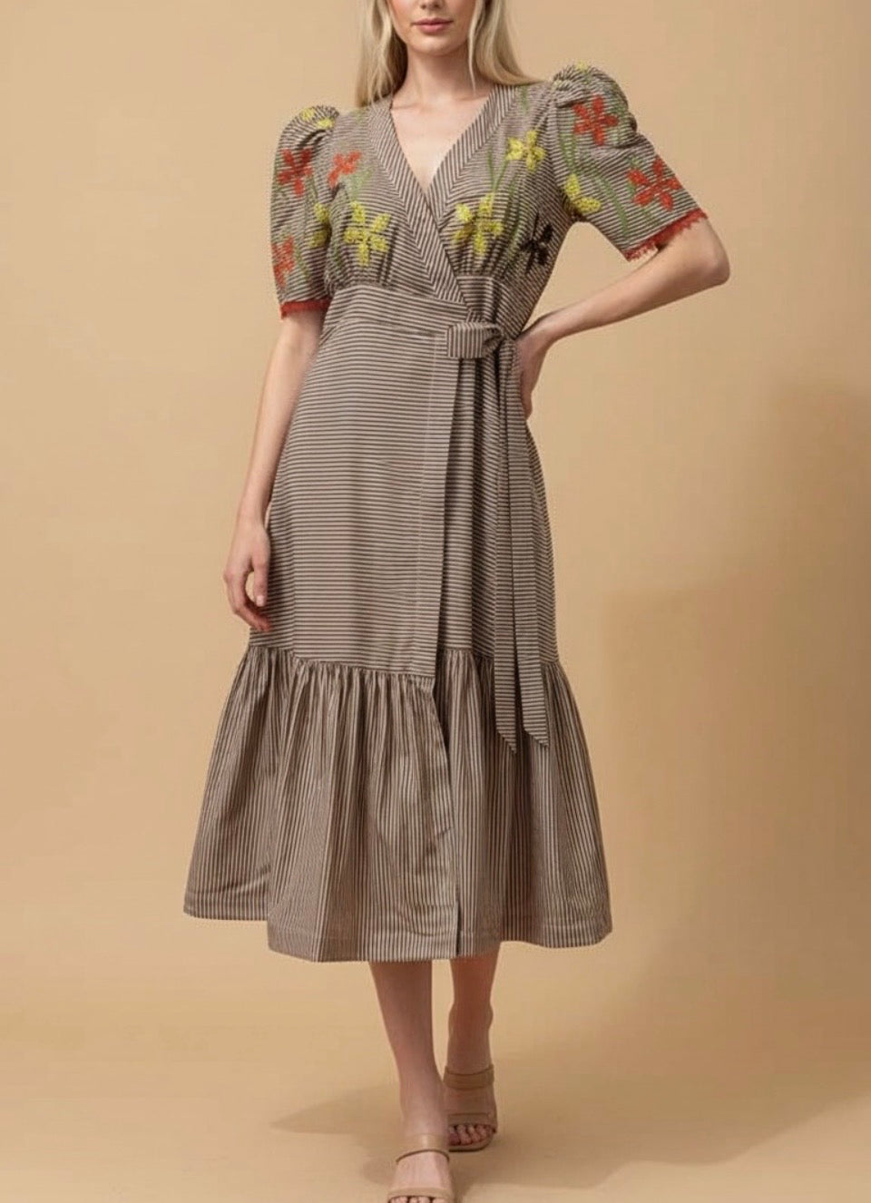Floral Embroidery Mid Dress
